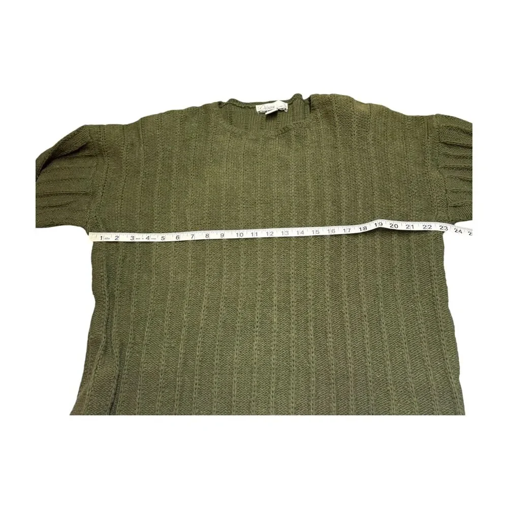 Diana Marco Sweater Women's 22/24 Olive Green Ramie Knit Round Neck Long Sleeve - Picture 4 of 7